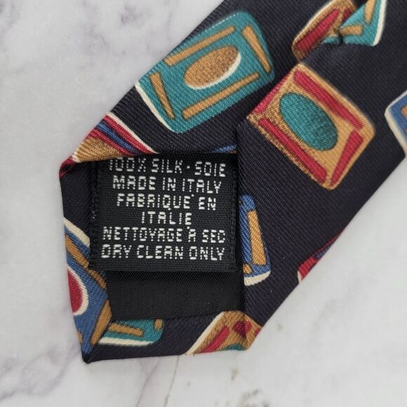 Paolo Gucci Vintage Silk Geometric Patterned Silk Tie Men's Necktie - Picture 3 of 6